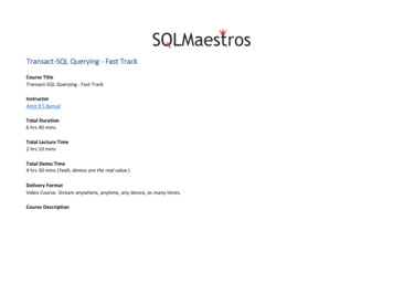 Transact-SQL Querying - Fast Track - SQLMaestros