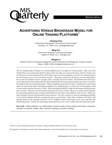 A Versus Brokerage Model For Online Trading Platforms1