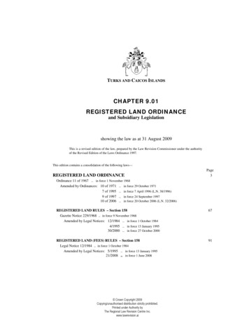 CHAPTER 9.01 REGISTERED LAND ORDINANCE And Subsidiary Legislation