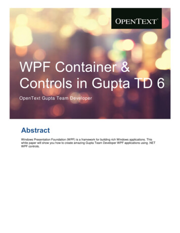 WPF Container & Controls In Gupta TD 6