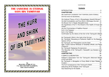THE UNIVERSE IS ETERNAL Contents SAYS IBN TAIMIYYAH CHAPTER ONE