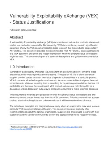Vulnerability Exploitability EXchange (VEX) - Status Justifications - CISA