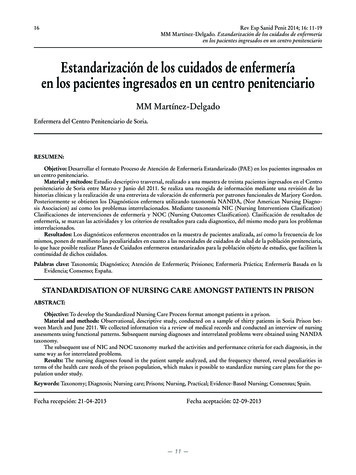 Estandarización De Los Cuidados De Enfermería En Los Pacientes .