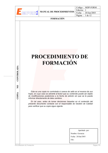 PROCEDIMIENTO DE FORMACIÓN - ISO 9001 Calidad