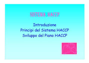 Introduzione Principi Del Sistema HACCP Sviluppo Del Piano HACCP