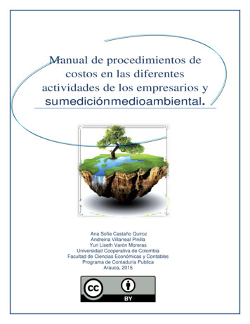 Manual De Procedimientos De Costos En Las Diferentes Actividades . - UCC