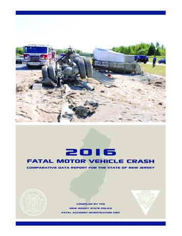 2016 Fatal Crash Report - Government Of New Jersey