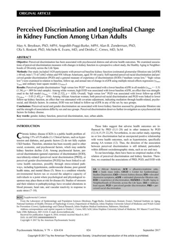 Perceived Discrimination And Longitudinal Change In Kidney Function .