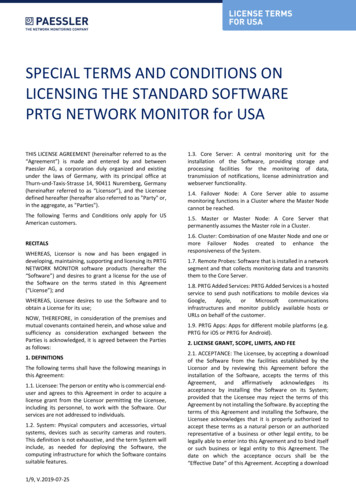 Special Terms And Conditions On Licensing The Standard Software Prtg .