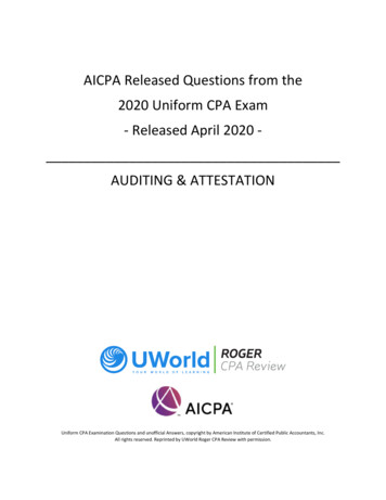 AICPA Released Questions From The 2020 Uniform CPA Exam - UWorld