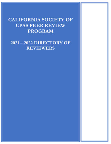 California Society Of Cpa's Peer Review Program - CalCPA