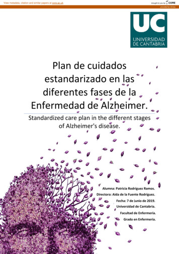 Plan De Cuidados Estandarizado En La Enfermedad De Alzheimer. - CORE