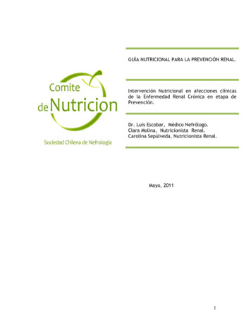 GUÍA NUTRICIONAL PARA LA PREVENCIÓN RENAL. Intervención Nutricional En .