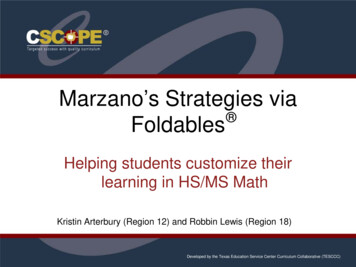 Marzano's Strategies Via Foldables - Center Grove Elementary School