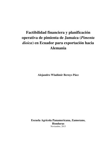 Factibilidad Financiera Y Planificación Operativa De Pimienta De .