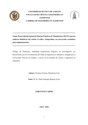 Manual De Buenas Prácticas De Manufactura (B.p.m) Para La . - Uta