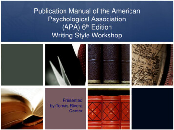 Publication Manual Of The American Psychological Association (APA) 6th .