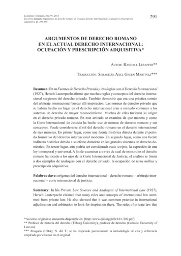 Argumentos De Derecho Romano En El Actual Derecho Internacional .