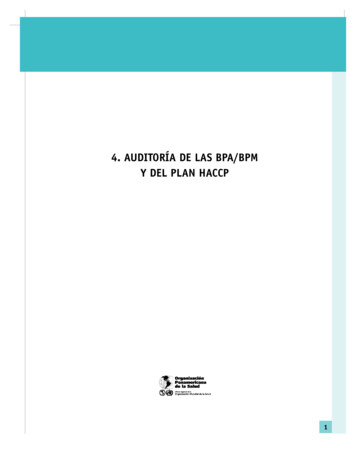 4. Auditoría De Las Bpa/Bpm Y Del Plan Haccp