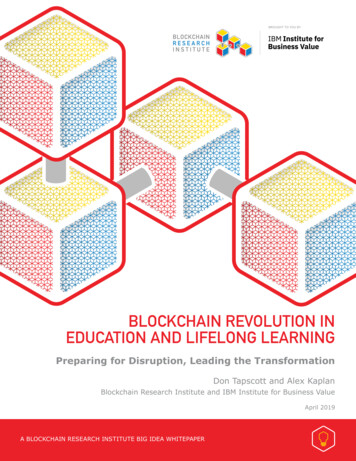 Blockchain Revolution In Education And Lifelong Learning