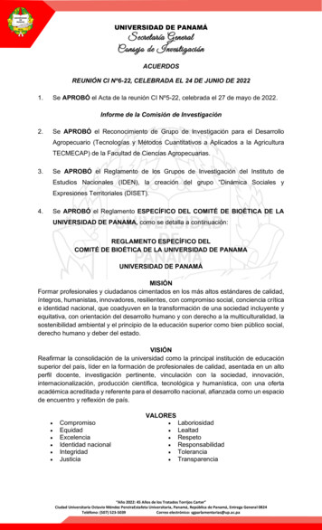 UNIVERSIDAD DE PANAMÁ Secretaría General Consejo De Investigación