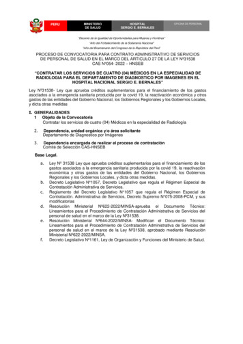 Proceso De Convocatoria Para Contrato Administrativo De Servicios De .