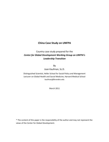 Outline For China Case Study On UNFPA - Center For Global Development