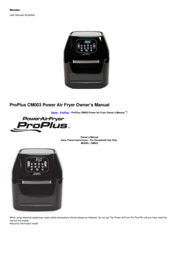 ProPlus CM003 Power Air Fryer Owner's Manual - Manuals 