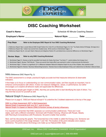 DISC Coaching Worksheet - DISC Certification