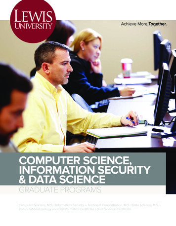 COMPUTER SCIENCE INFORMATION SECURITY & DATA SCIENCE - Lewis University