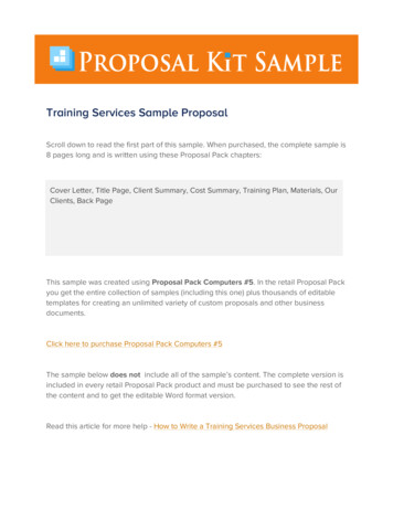 Training Services Sample Proposal