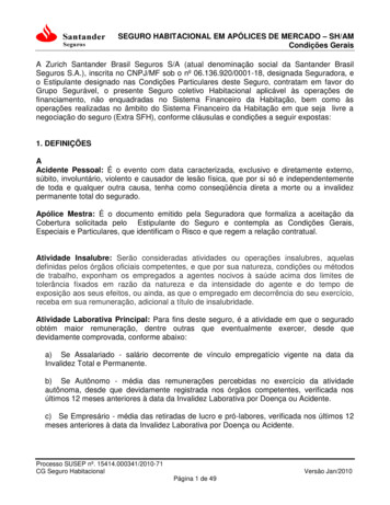 SEGURO HABITACIONAL EM APÓLICES DE MERCADO SH/AM - Santander