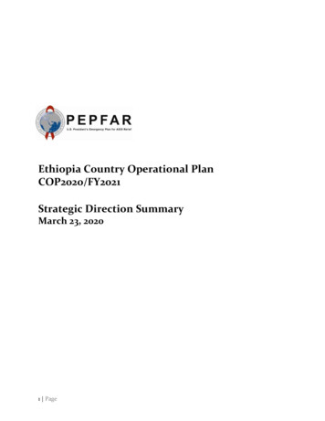 Ethiopia Country Operational Plan COP2020/FY2021 Strategic Direction .