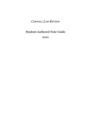Student-Authored Note Guide 2021 - Cornell Law Review