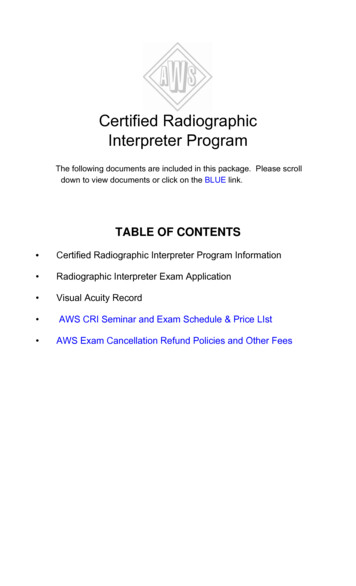 Certified Radiographic Interpreter Program - American Welding Society
