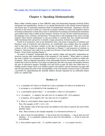 Chapter 1: Speaking Mathematically - Solutions Manual