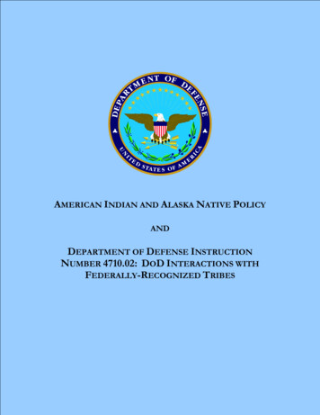 DoD Tribal Policy - Because There Is Strength In Unity