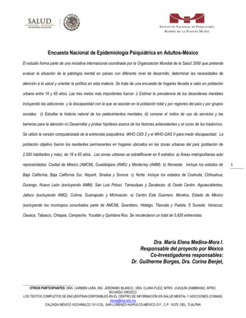 Encuesta Nacional De Epidemiología Psiquiátrica En Adultos-México