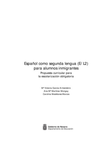 Español Como Segunda Lengua (E/L2) Para Alumnos Inmigrantes - Navarra.es