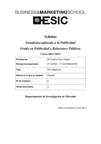 Estadística Aplicada A La Publicidad Grado En Publicidad Y . - ESIC
