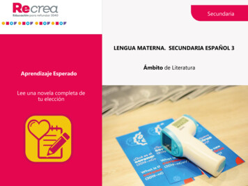 LENGUA MATERNA. SECUNDARIA ESPAÑOL 3 Ámbito De Literatura Aprendizaje .