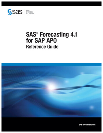 SAS Forecasting 4.1 For SAP APO: Reference Guide