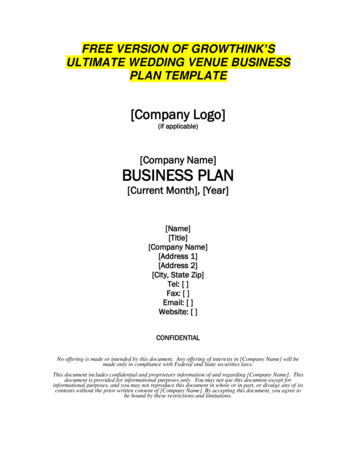 Free Version Of Growthink S Ultimate Wedding Venue Business Plan Template