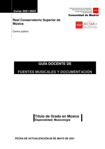 Guía Docente De Fuentes Musicales Y Documentación