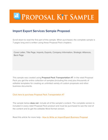 Import Export Services Sample Proposal