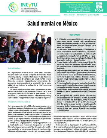 NOTA-INCyTU NÚMERO 007 ENERO 2018 Salud Mental En México