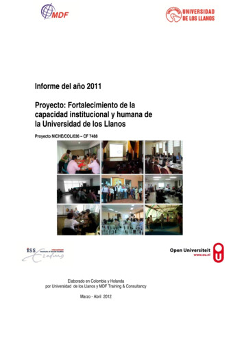Informe Del Año 2011 Proyecto: Fortalecimiento De La Capacidad .