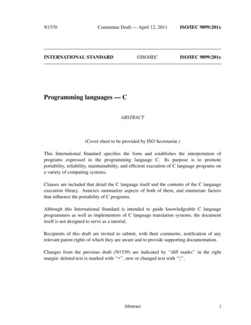 Programming Languages — C - Istituto Nazionale Di Fisica Nucleare