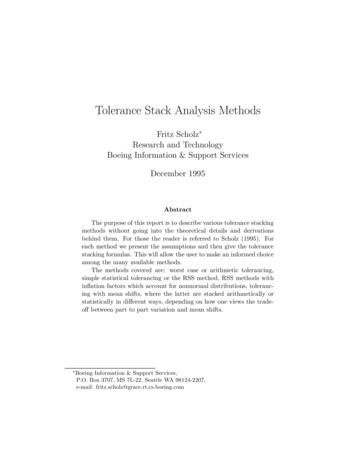 Tolerance Stack Analysis Methods - University Of Washington
