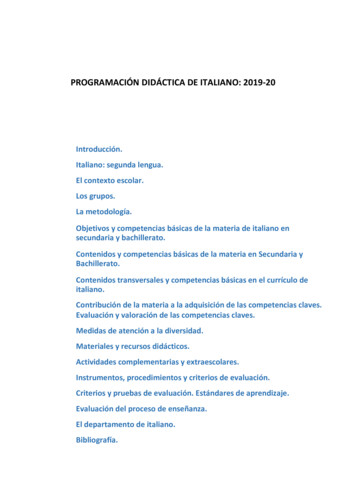 Programación Didáctica De Italiano: 2019-20